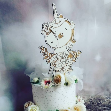Cake topper licorne, décoration gâteau licorne