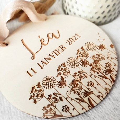 Pancarte fleurie, cadeau bébé