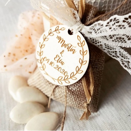 Étiquette dragées mariage ornement