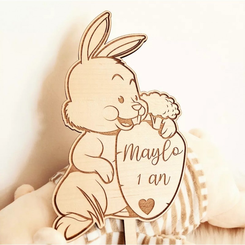 Cake topper lapin, décoration baptême et anniversaire lapin