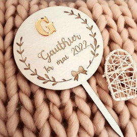 Cake topper rond initiale