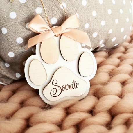 Boule de Noël empreinte chien