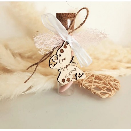 Éprouvette papillon rose fuchsia blanc