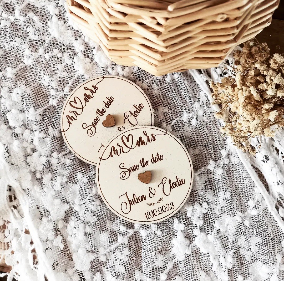 Magnet mariage bois cadeau invité