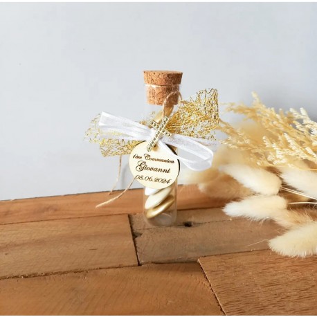 Eprouvette dragées communion or