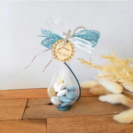 Goutte dragées communion turquoise