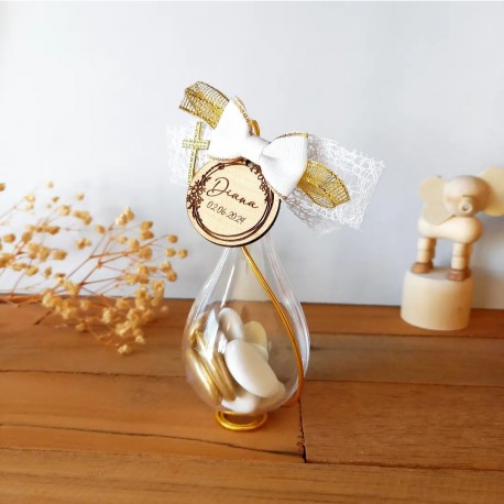 Dragées communion goutte noeud or