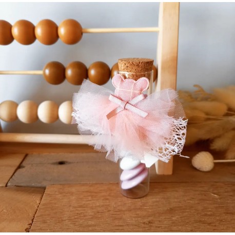 Dragées ourson éprouvette rose parme