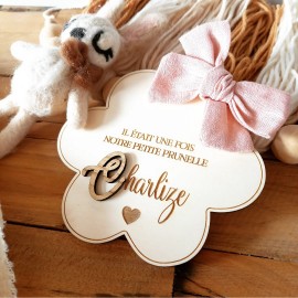 Carte naissance bébé en bois fleur nœud Carte naissance bébé en bois fleur nœud