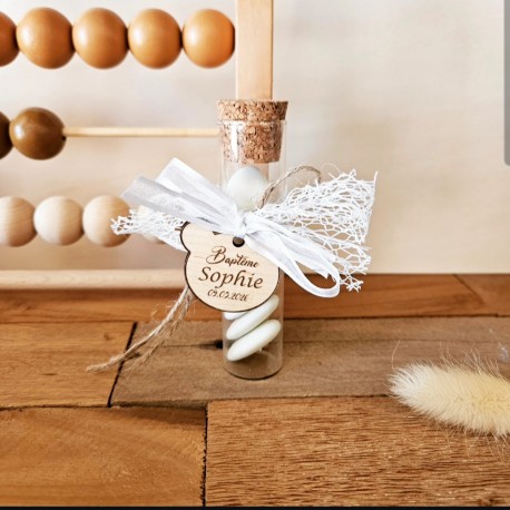 dragées baptême éprouvette ourson