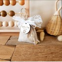 Dragées foot baptême & communion toile de jute