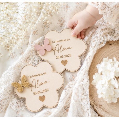 faire part fleur baptême magnet & suspension