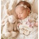 Carte naissance bébé en bois fleur nœud