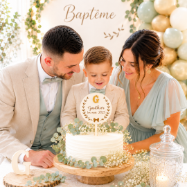 Cake topper rond initiale