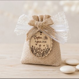Dragées champêtre toile de jute douce éclosion