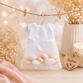 30 robes à dragées blanches baptême communion