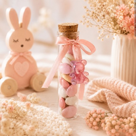 Lot de 10 oursons rose dragées baptême naissance