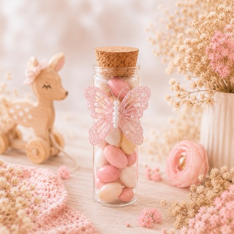 lot de 12 papillons rose dragées baptême