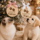 Boule de noël chat et chien empreintes relief