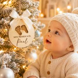 Boule de Noël petits pieds relief