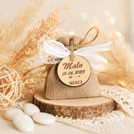 Dragées champêtre communion jute