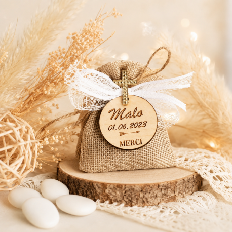 Dragées champêtre communion jute