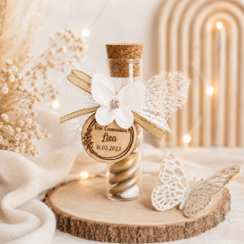 Eprouvette communion papillon or