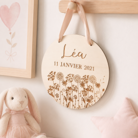 Pancarte fleurie, cadeau bébé