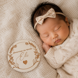 Carte étape bois bébé couronne fleur