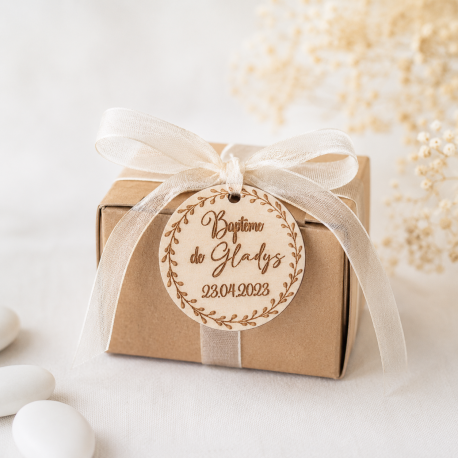 Étiquette communion couronne feuilles