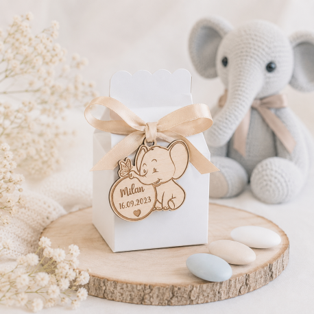 Étiquette bois éléphant