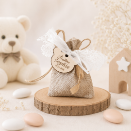 Dragées ourson bois jute