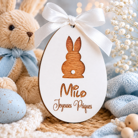 Œuf de pâques lapin gravé