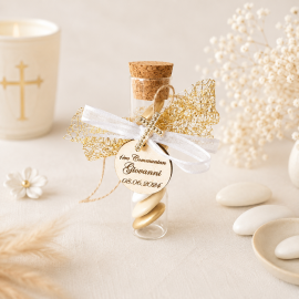 Eprouvette dragées communion or