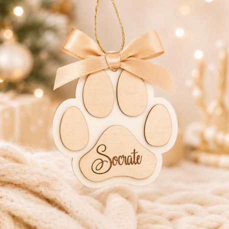 Boule de Noël empreinte chien