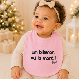Bavoir "un biberon ou la mort" rose