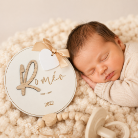 Carte naissance initiale bois et son coeur