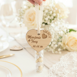 Étiquette dragées mariage cœur