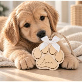 Boule de Noël empreinte chien