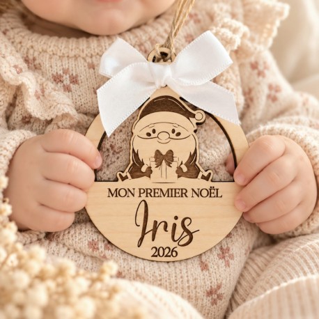 Boule de Noël père Noël bois
