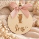 Boule de Noël bois avec initiale prénom